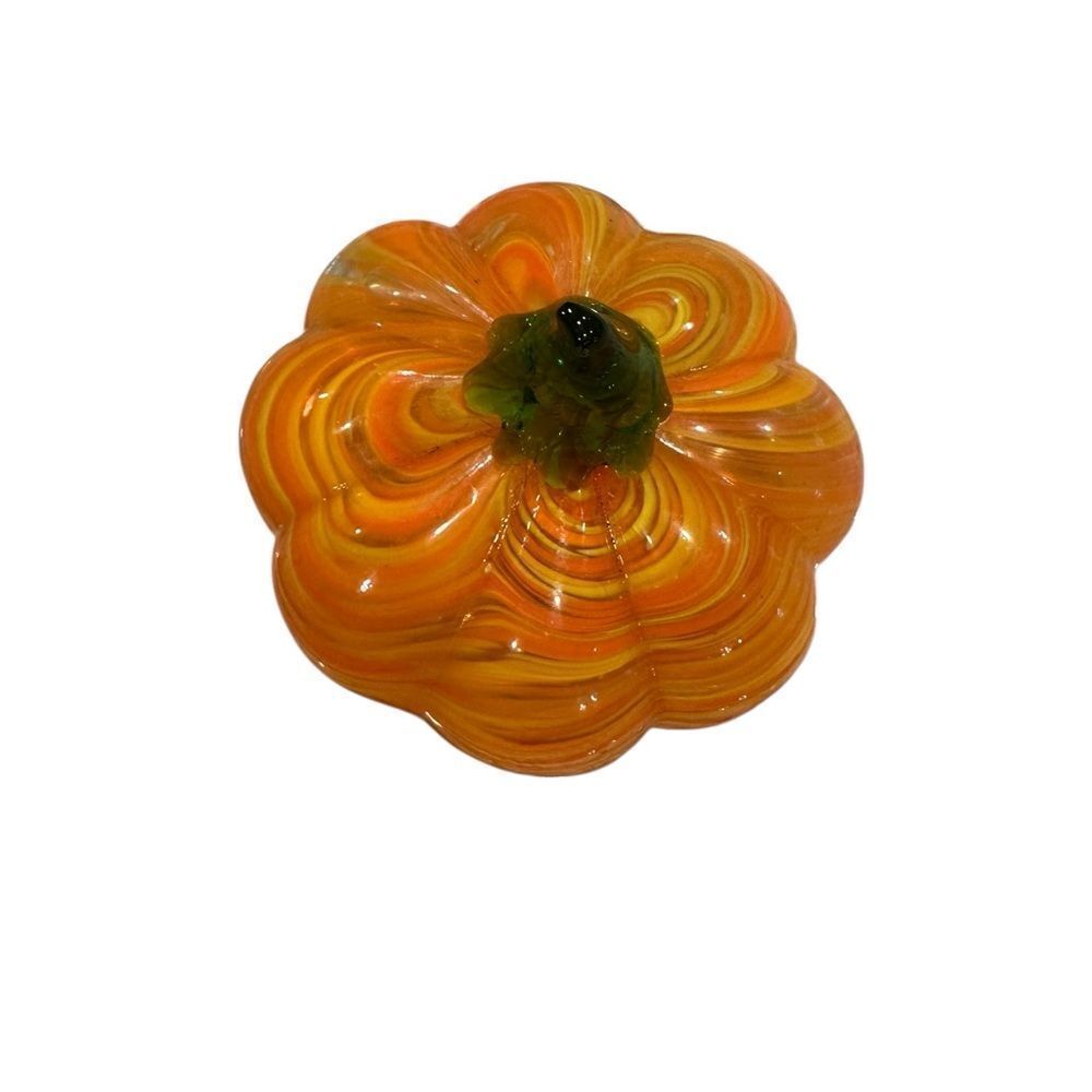 Glass Pumpkin Decor - Orange and Green - Picture 5 of 9